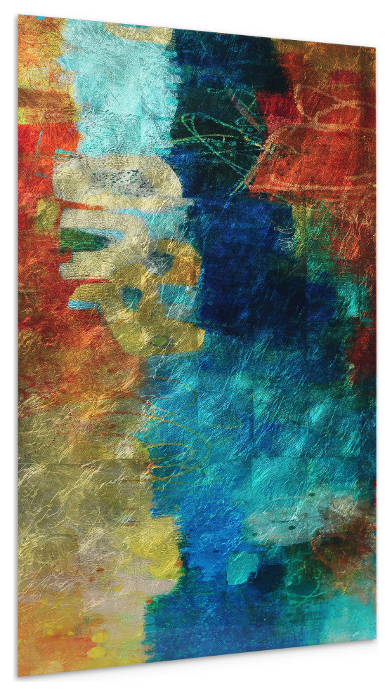 "Elysium V" Abstract Wall Art Reverse Printed Tempered Glass With Silver Leaf