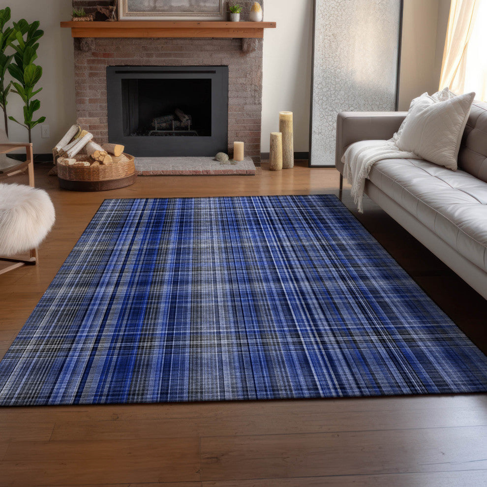Premium Machine Washable Mayfield AMF541 Navy 8' x 10' Rug