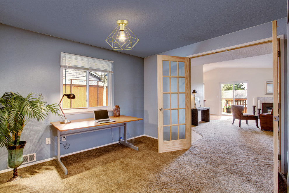 Tarbes, Geometric Ceiling Light, Brushed Brass Finish, LED