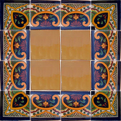 4.2x4.2 9 pcs Greca C Talavera Mexican Corner Tile