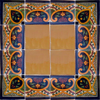 4.2x4.2 9 pcs Greca C Talavera Mexican Corner Tile