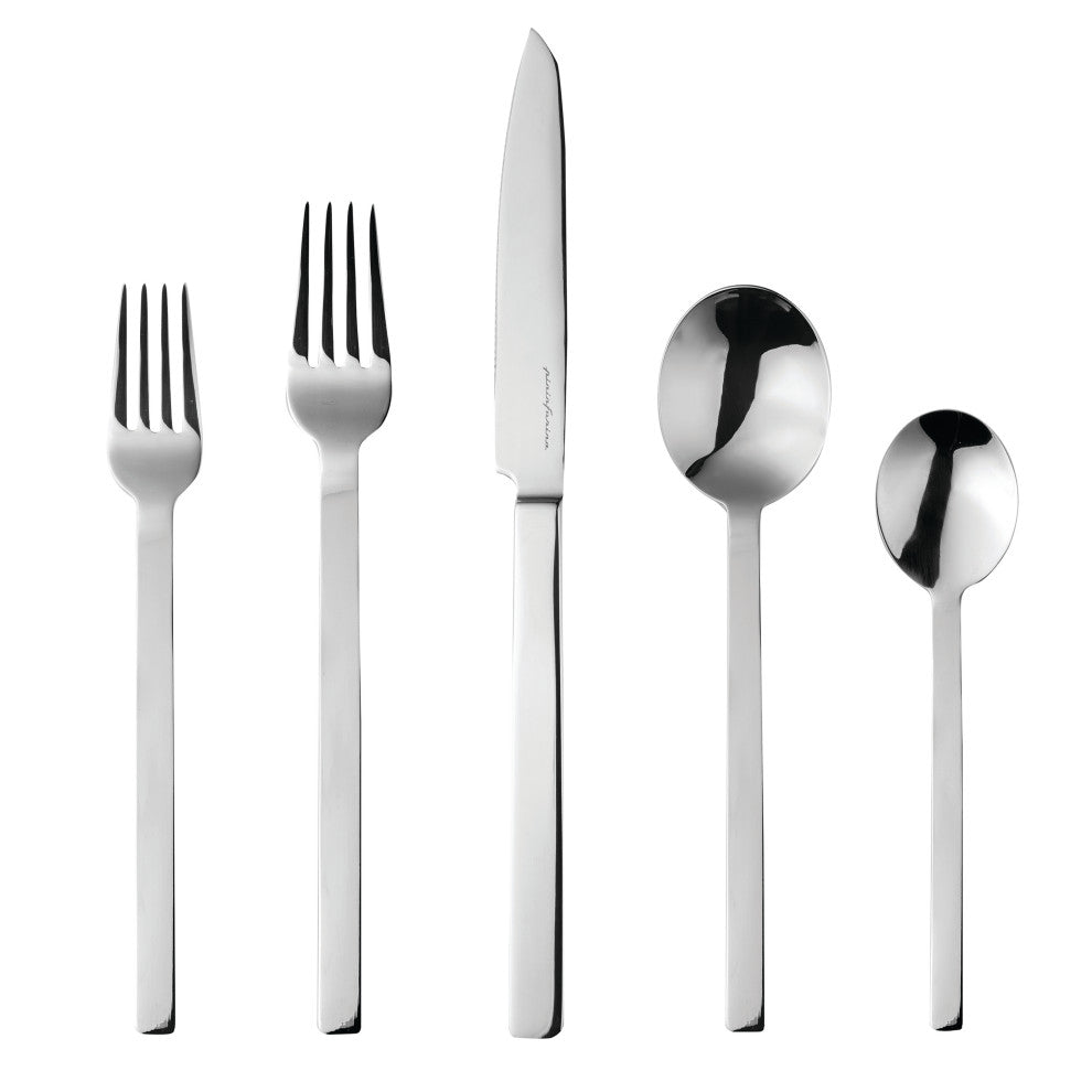 Stile By Pininarina Flatware  Set with Steak Knife - 20-Piece Set - Mirror
