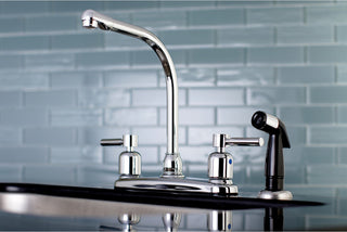 Kingston Brass 8" Centerset Kitchen Faucet With Sprayer, Polished Chrome