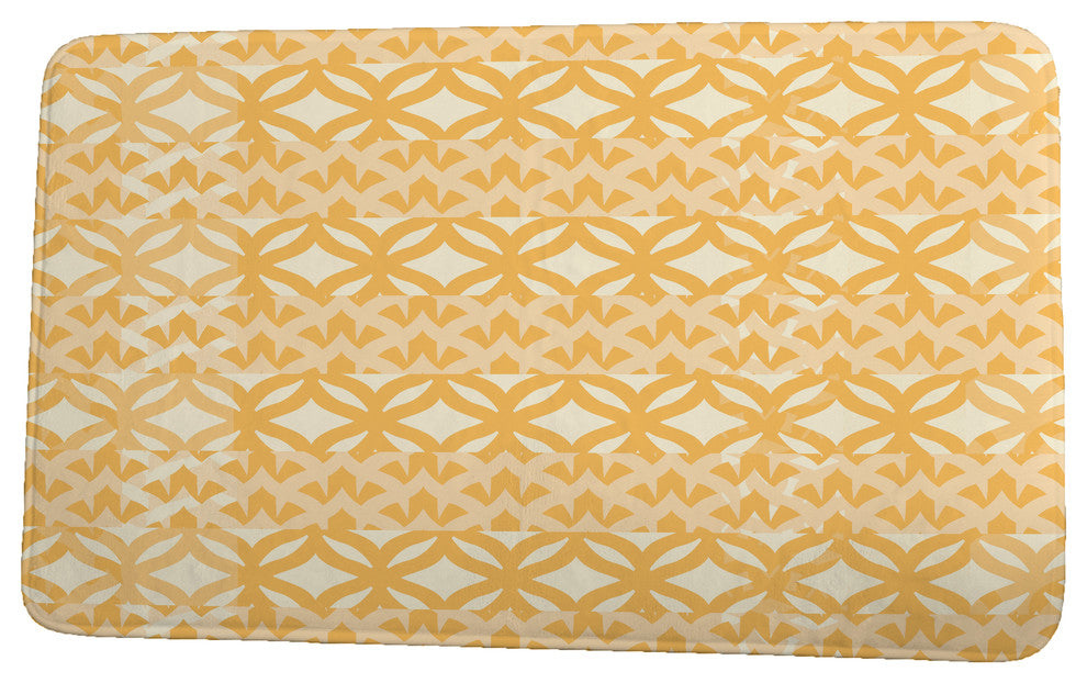 Nantucket Greeko Simple Geometric Print Bath Mat, Yellow, 21"x34"