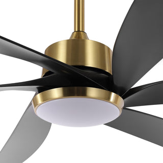 64" Reversible DC Motor Dimmable Ceiling Fan with Remote Control and Light Kit, Black/Gold