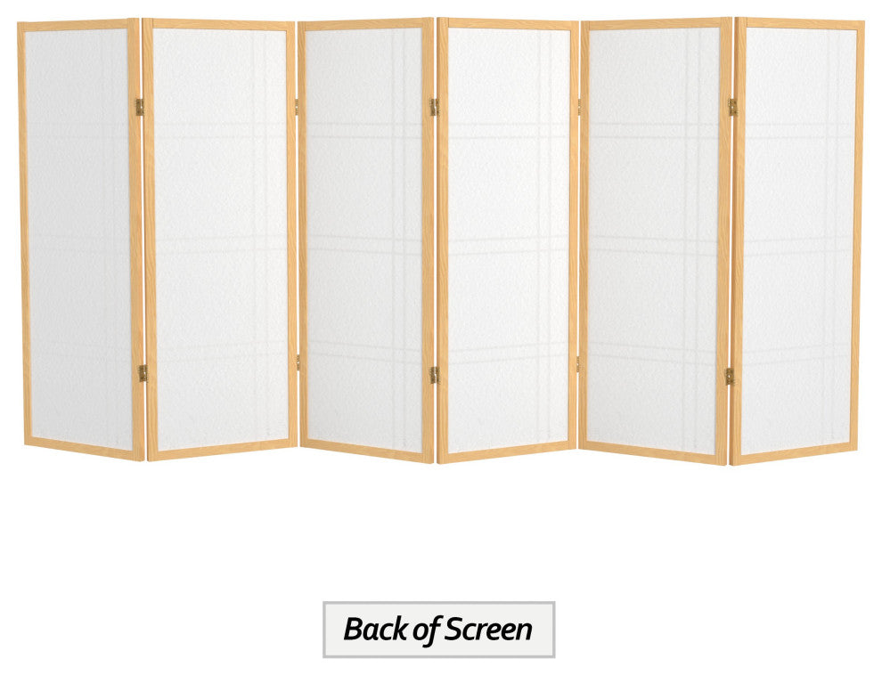 4' Tall Double Cross Shoji Screen, Natural, 6 Panels