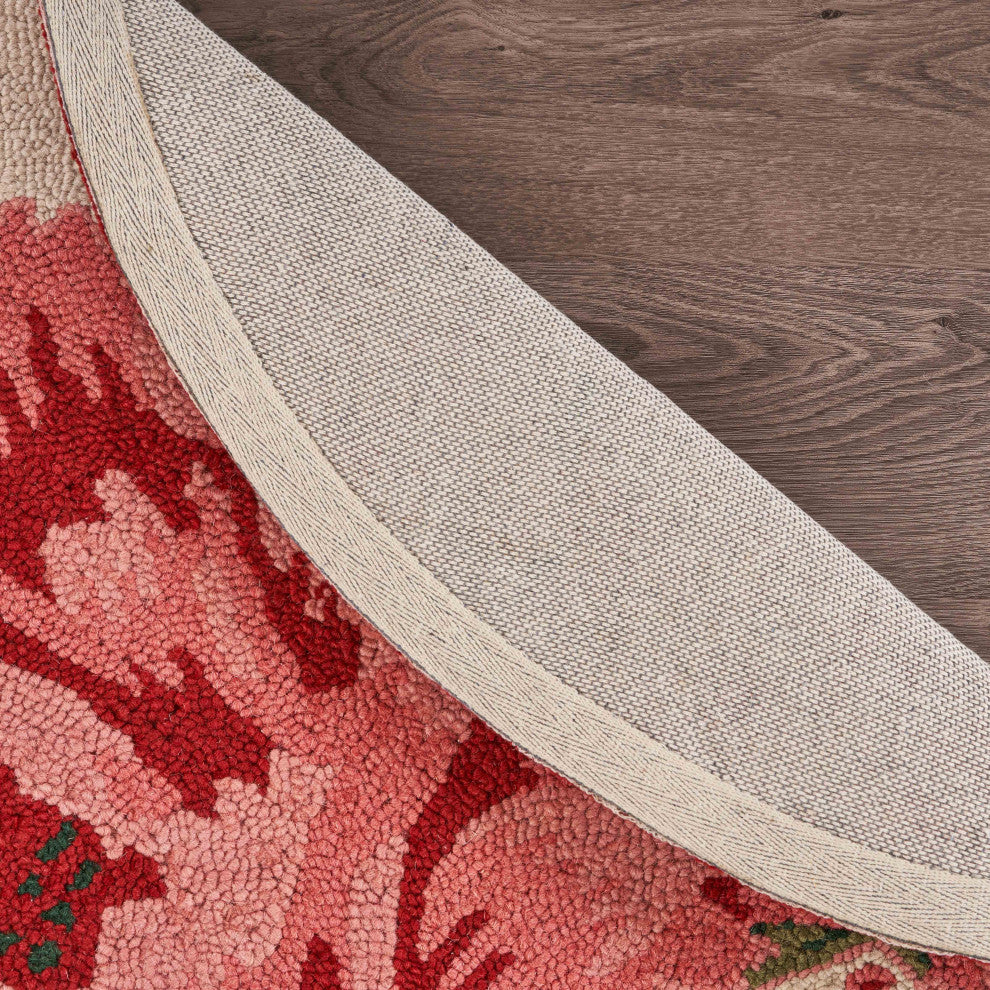 6" Round Pink Rose Area Rug