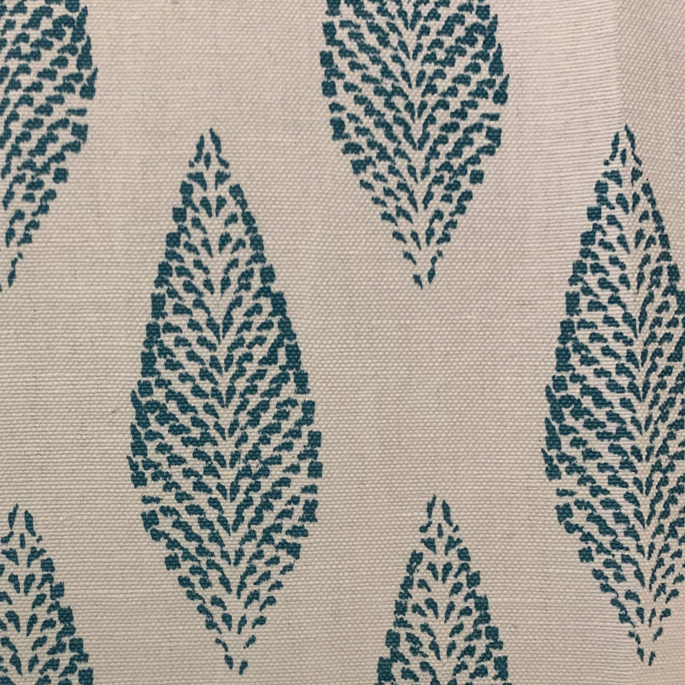 Plutus Blue Large Leafs Floral Luxury Throw Pillow, 24"x24"