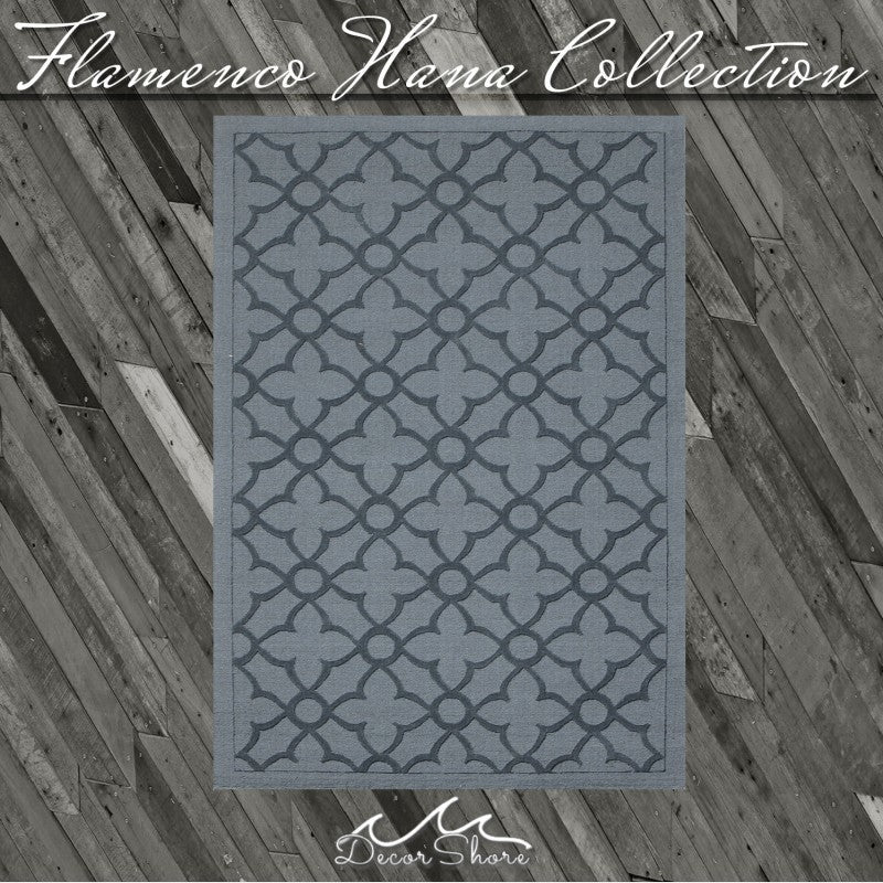 DecorShore Flamenco Collection Hana Dark Gray Handloom Wool Area Rug, 5'x8'