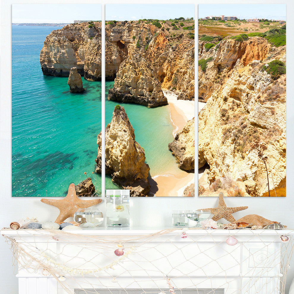 "Rocky and Rough Portugal Bay" Metal Wall Art, 3 Panels, 36"x28"
