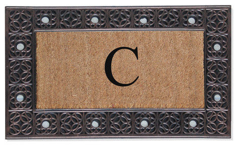 A1HC First Impression Rubber and Coir Decorative Tray Doormat 18"x30", C