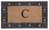 A1HC First Impression Rubber and Coir Decorative Tray Doormat 18"x30", C