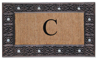 A1HC First Impression Rubber and Coir Decorative Tray Doormat 18"x30", C