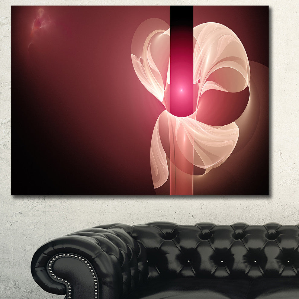 Pink Flower Fractal Illustration, Oversized Abstract Canvas Art Print, 60x40