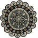 7" Round Gray Border Floral Medallion Area Rug