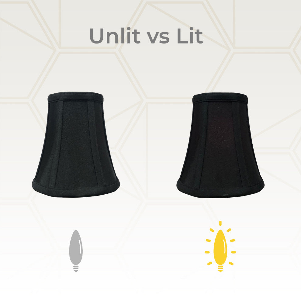 Royal Designs True Bell Basic Lamp Shade, Flame Clip Fitter, Black, Set of 2