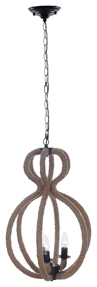 Rope Pendant Lamp, 3 Bulbs