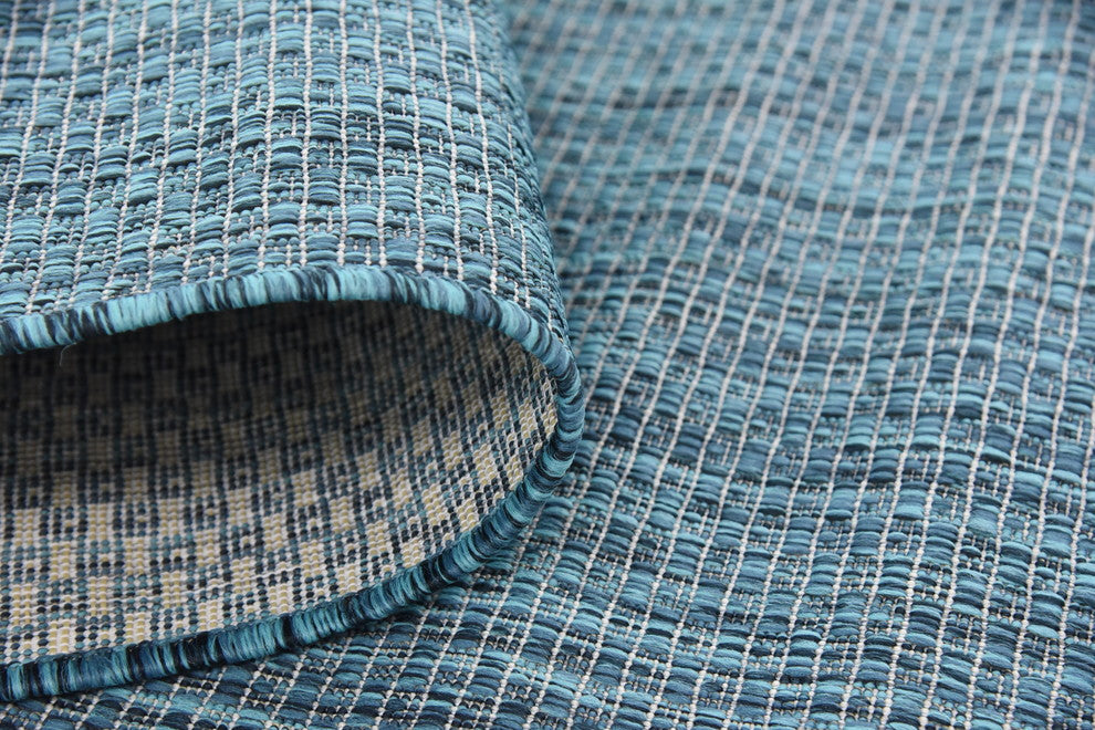 Unique Loom Teal Solid Outdoor 5' 0 x 8' 0 Area Rug
