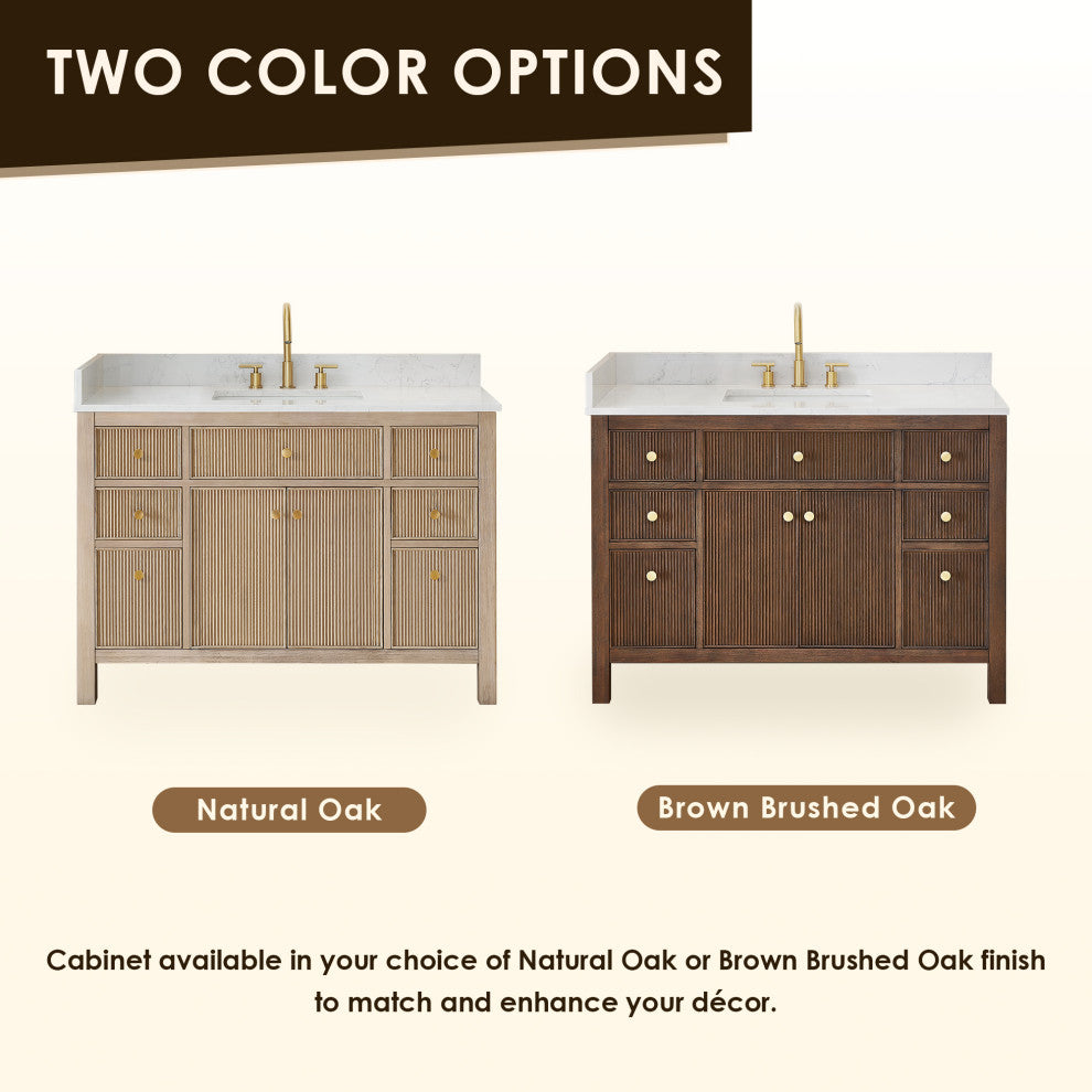 Cerrito Bathroom Vanity, Brown Brushed Oak, 48" Single, Without Mirror
