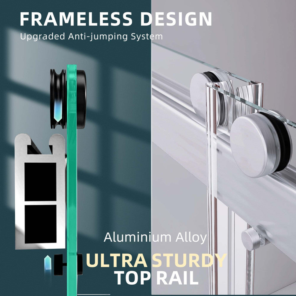 60"/72" W x 79" H Double Sliding Frameless Shower Door, Brushed Nickel;, 60" X 79";
