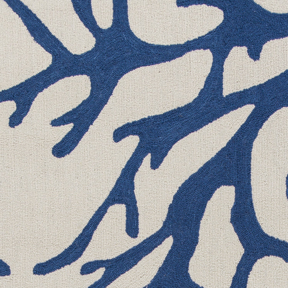 HomeRoots 5' x 7' Ivory or Blue Coral Indoor Area Rug