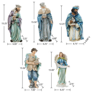 12-Piece Oversized Deluxe Blue Resin Nativity Figurine Set