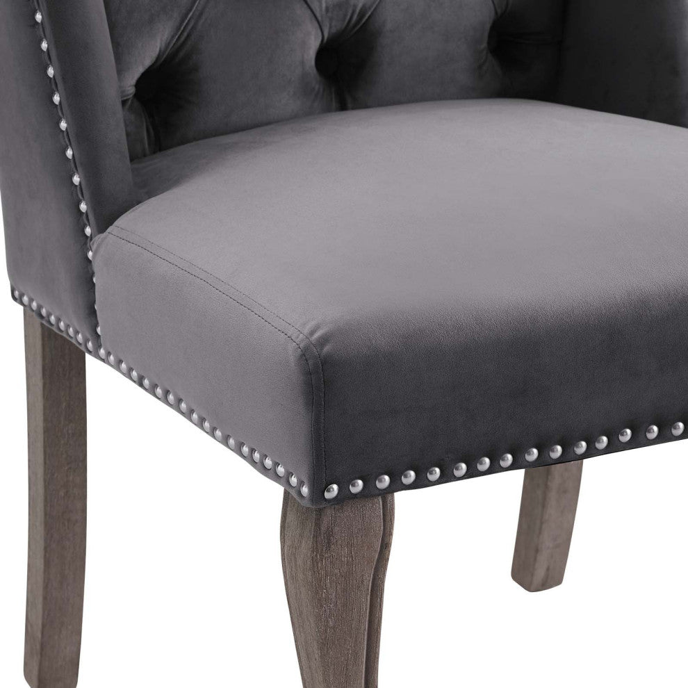Gray Apprise French Vintage Dining Performance Velvet Side Chair