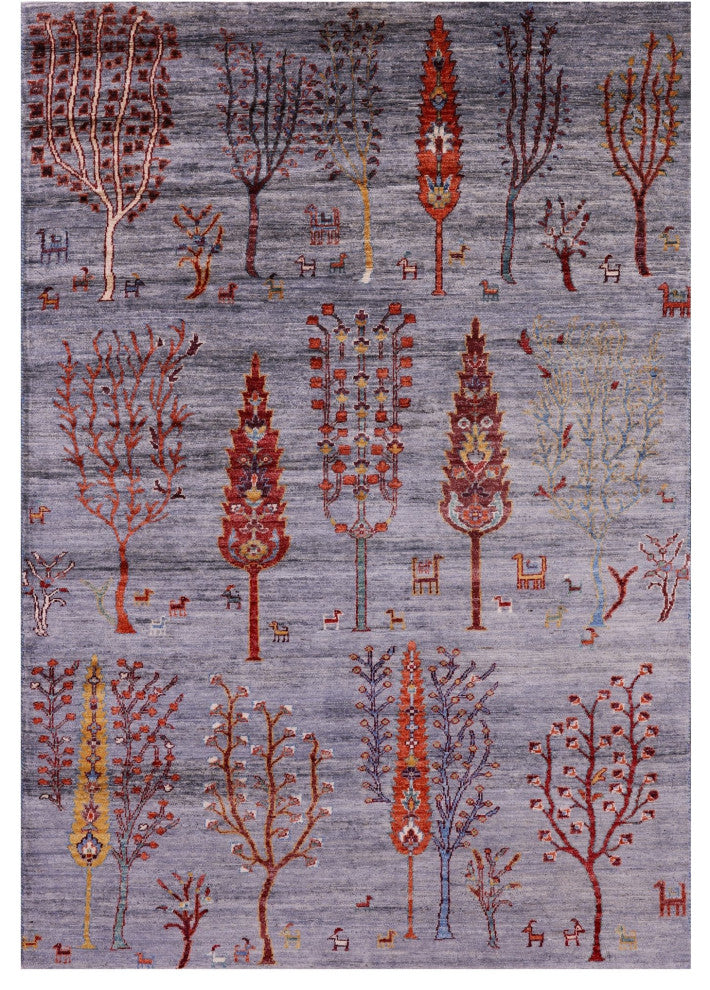 Tribal Persian Gabbeh Hand Knotted Wool Rug 4' 5" X 6' 5" Q5280