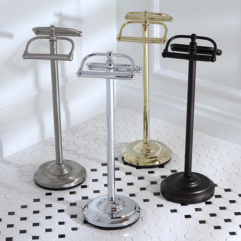 Kingston Brass Freestanding Double Roll Toilet Paper Holder, Polished Brass
