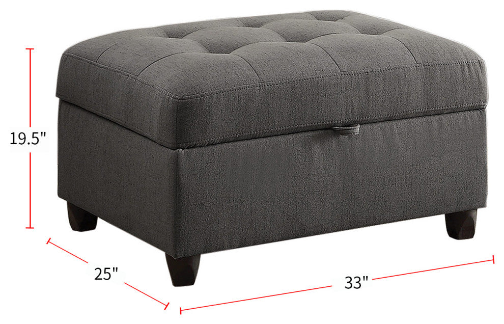 Tufted Fabric Upholstered Storage Ottoman, Gray