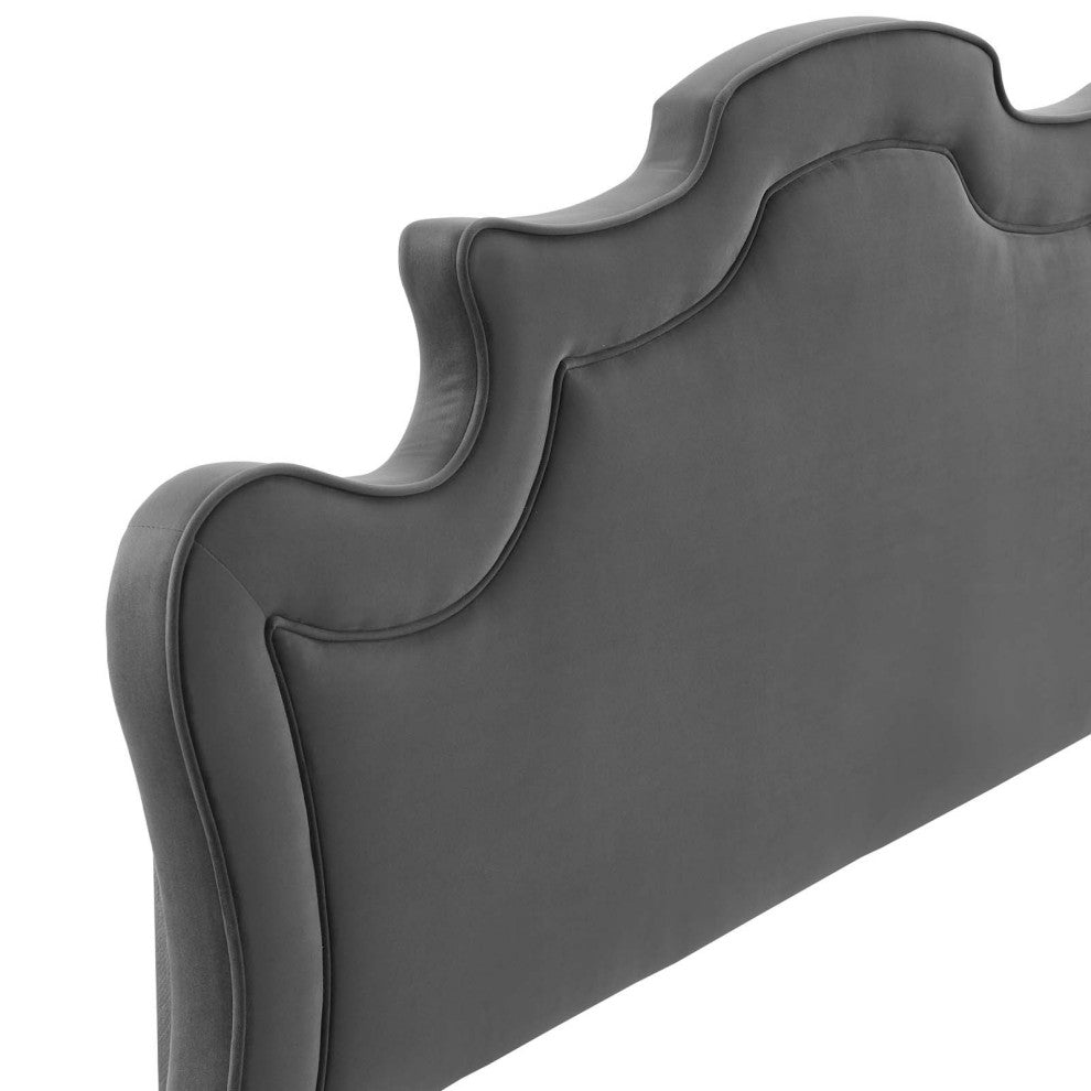 Evangeline Performance Velvet Twin Headboard, Charcoal