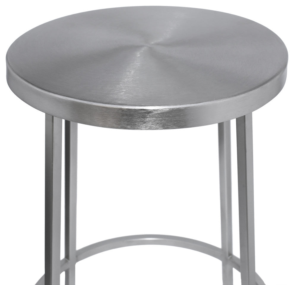 Tyson Contemporary Durable Iron Stool, Brushed Silver, Counter Height