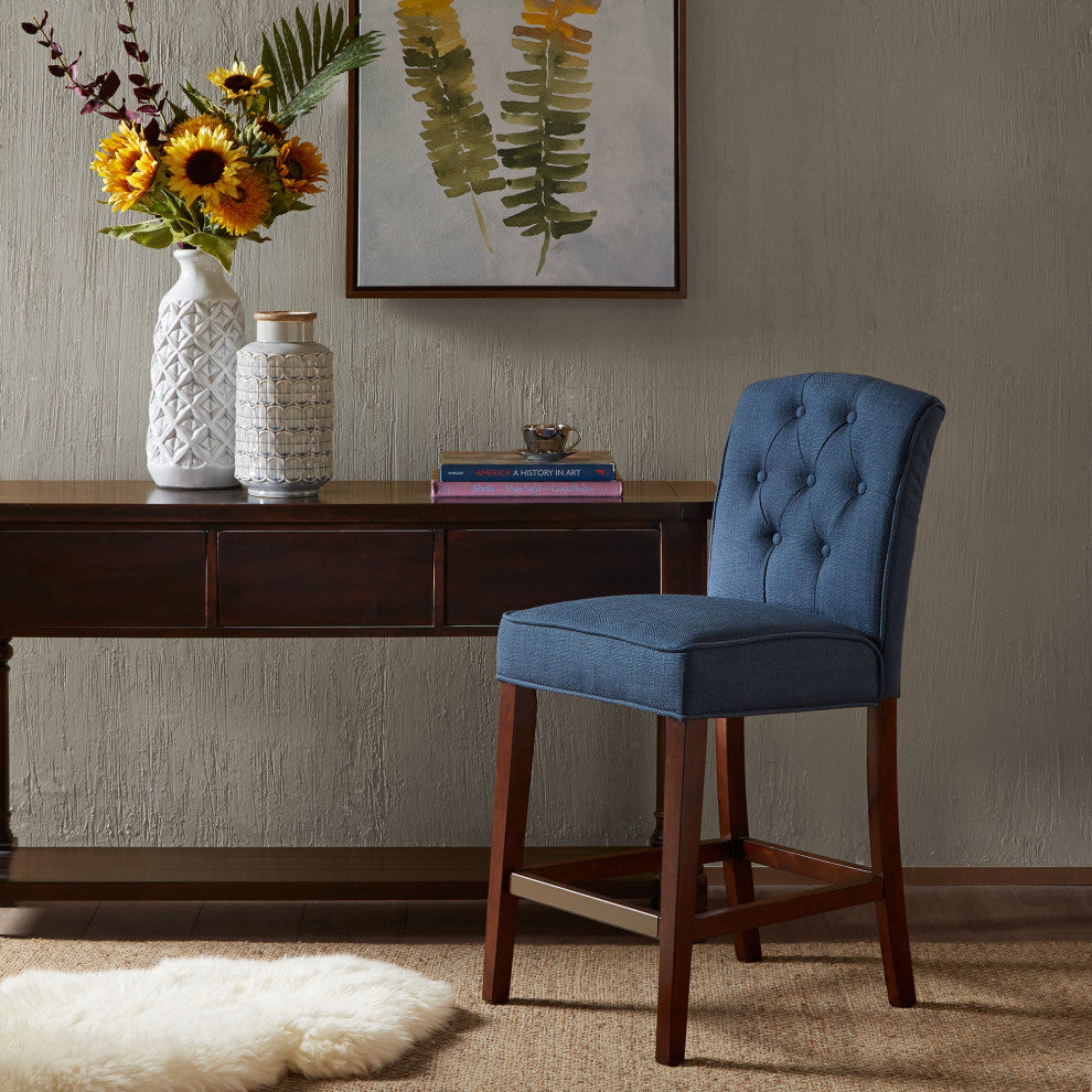 Madison Park Marian Tufted Counter Stool, Navy