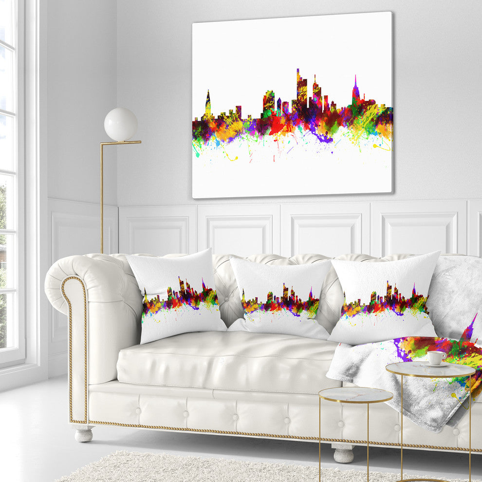 Frankfurt Germany Skyline Cityscape Throw Pillow, 16"x16"