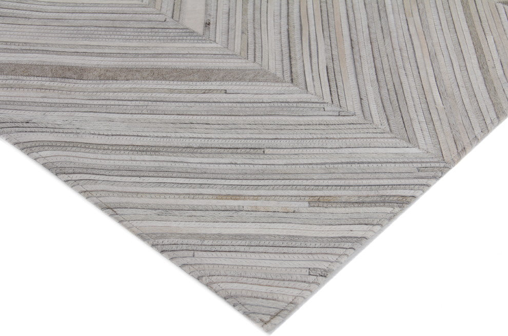 Natural Hide Cowhide Silver Area Rug, 8'x11'