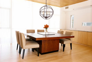 Five Light Globe Chandelier, Rust
