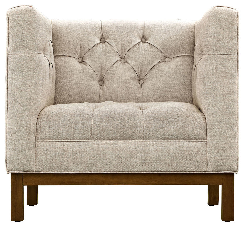 Modern Contemporary Fabric Armchair, Beige, Fabric