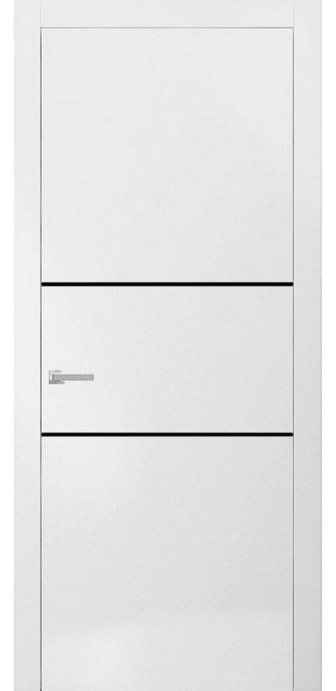 Solid French Door 30 x 80 | Planum 0014 White Silk with| Bathroom