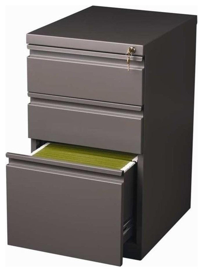 Scranton & Co 20" 3-Drawer Modern Metal Mobile Pedestal File Cabinet in Espresso
