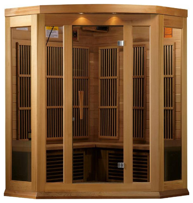3-Person Corner Near Zero Emf (Under 2Mg) Far Infrared Sauna (Canadian Hemlock)