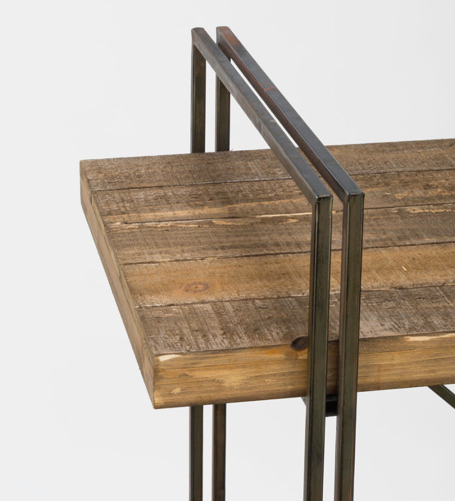 Brown Wood Metal Three Shelf Display Unit