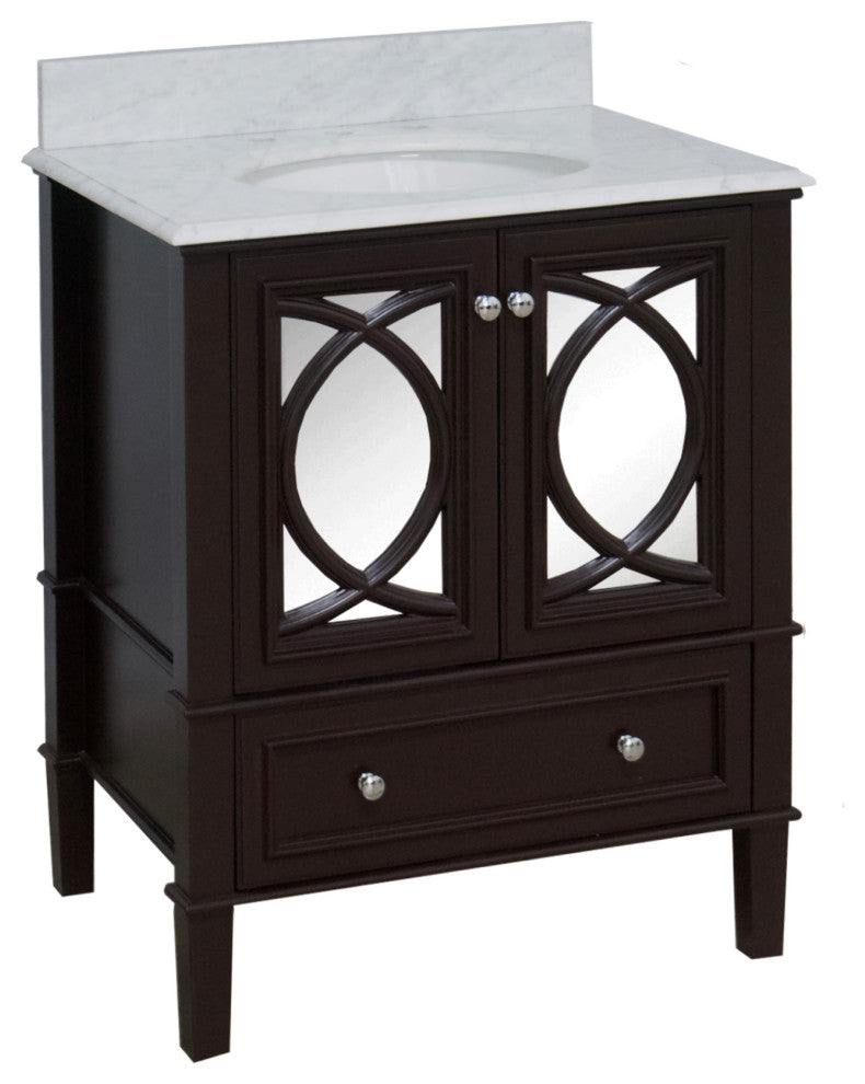 Olivia 30" Bathroom Vanity, Chocolate, Carrara Marble