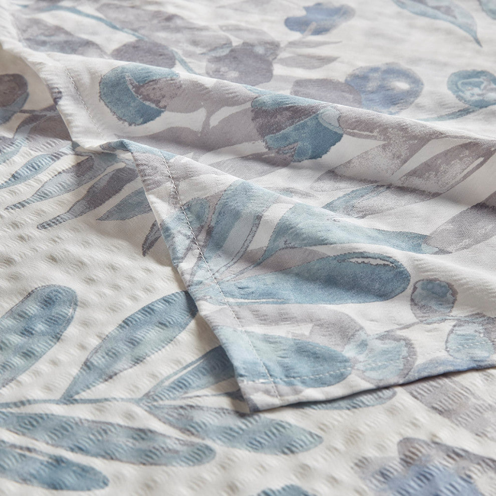 Madison Park Bonnie Printed Seersucker Shower Curtain, Blue