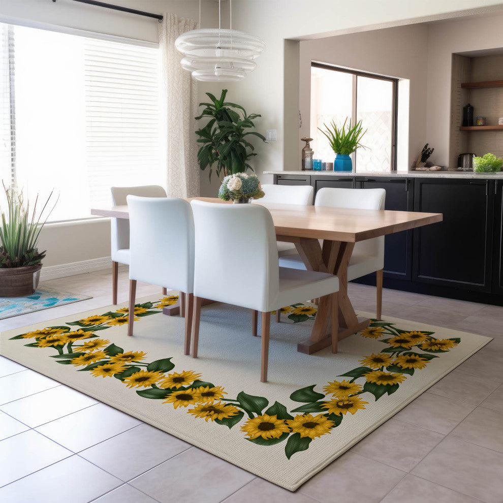 Indoor/Outdoor Kendall KE17 Beige Machine Washable 3' x 5' Rug