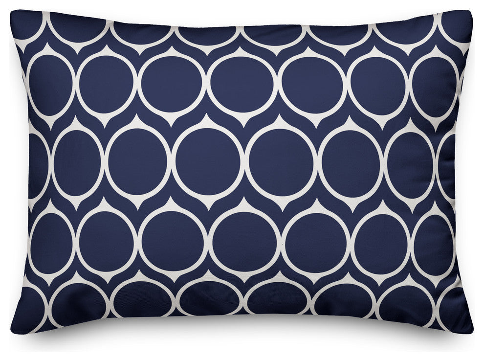 Navy Mid Mod Circles 14x20 Lumbar Pillow