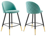 Cordial Performance Velvet Counter Stools Set of 2 Mint
