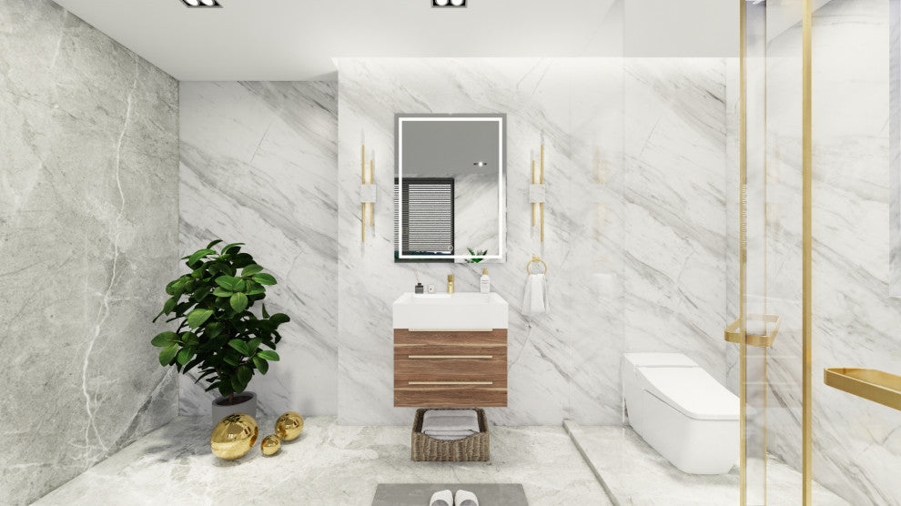 Madison 24" Wall Mounted Vanity with Reinforced Acrylic Sink, White Oak