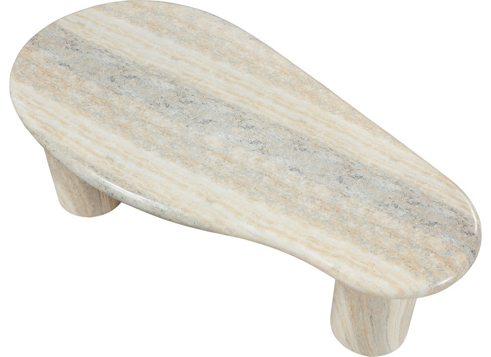 Sassari Finished Concrete Indoor/Outdoor Coffee Table, Travertine Finish