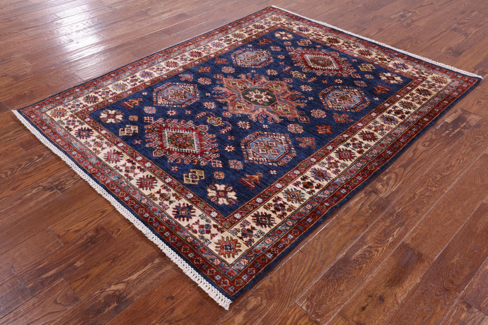 5' 4" X 6' 8" Super Kazak Handmade Wool Rug Q10255