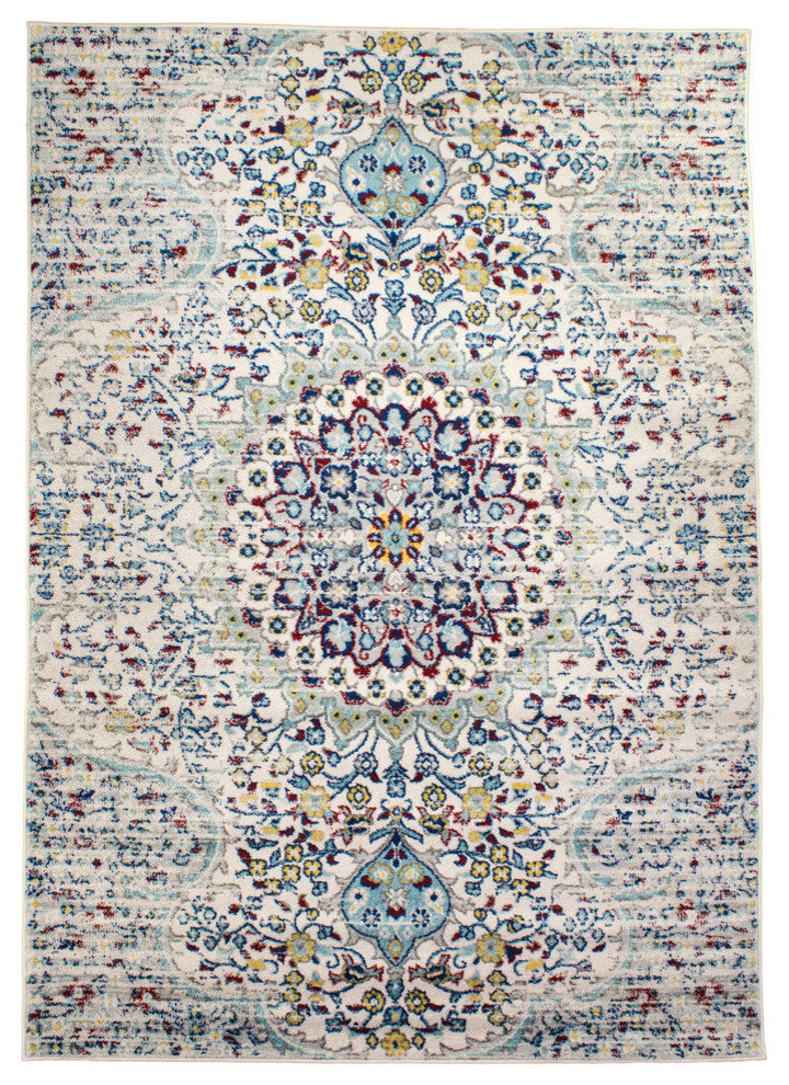 Amchila Traditional Blooming Medallion Rug - Multicolor - 5' 2" X 7' 6"